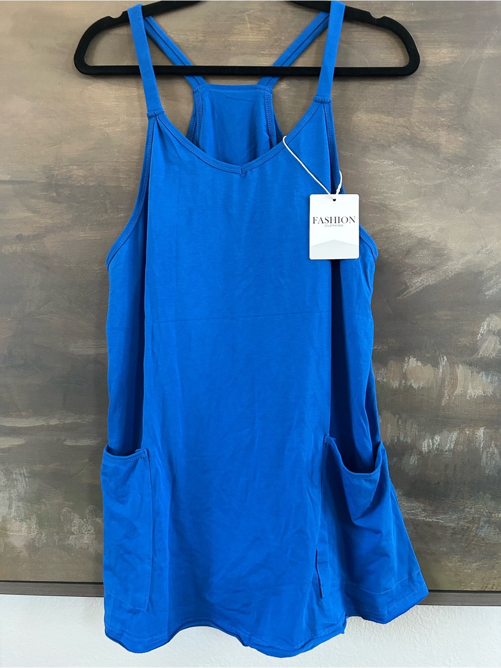 NWT Athletic Mini Dress Built-in Shorts Scoop Neck Sundress with Pockets - Picture 7 of 16